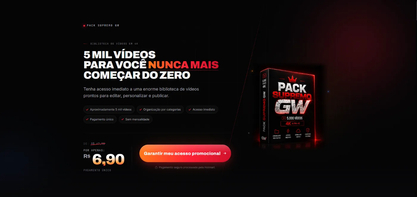Landing page do Pack Supremo GW
